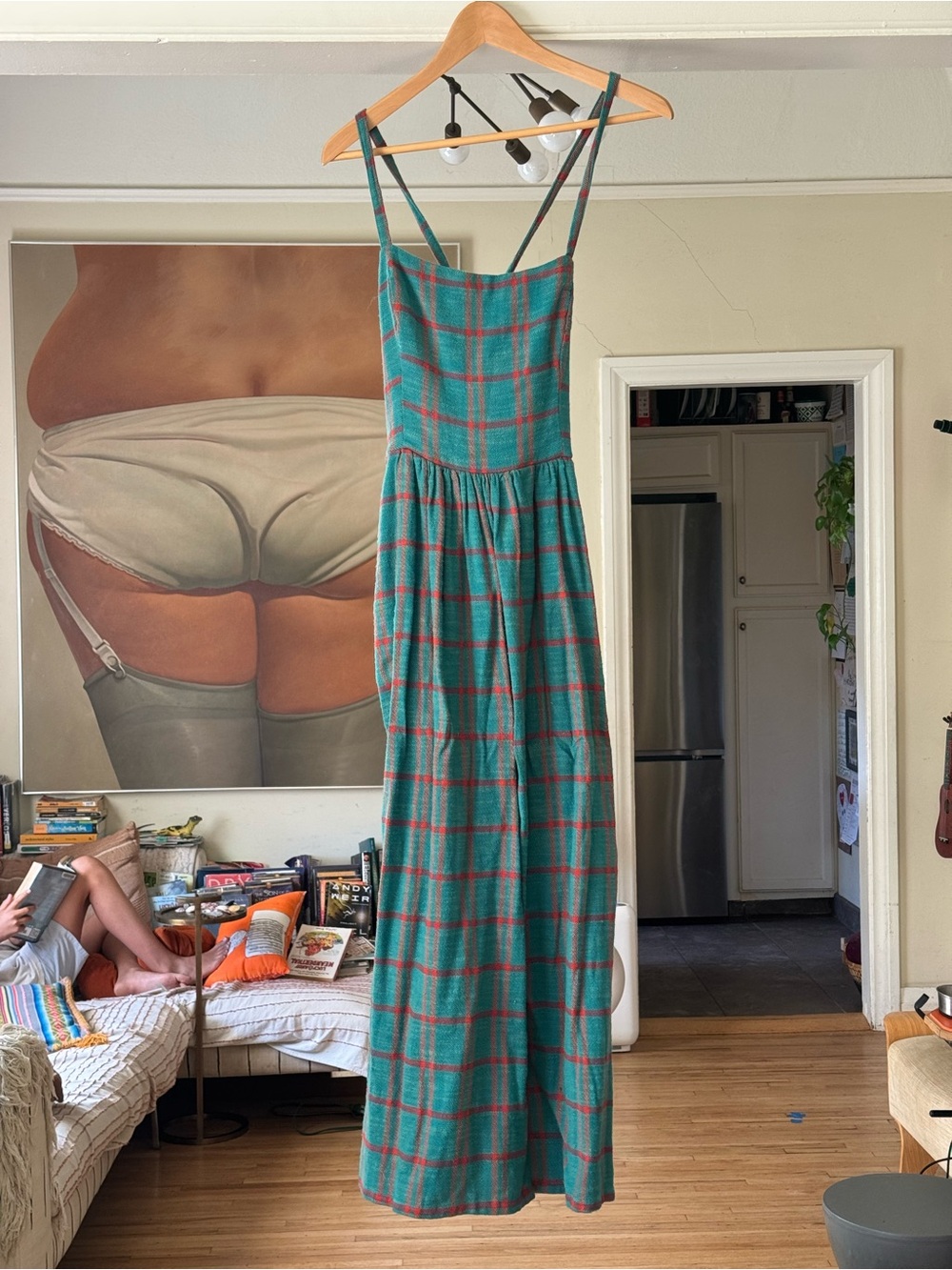 Ace & Jig Teal & Red Plaid Strappy Maxi Dress